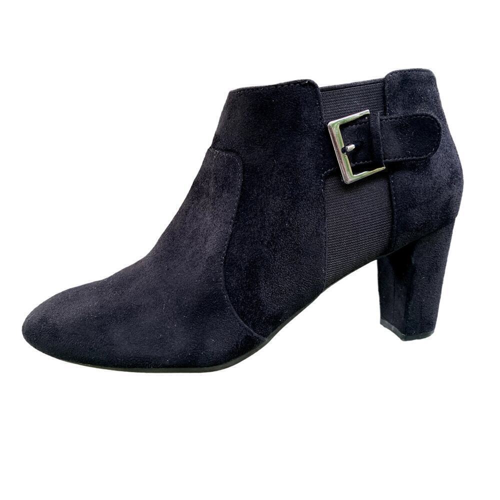 Aerosoles Black Suede Heeled Ankle Boots Booties Size 9.5